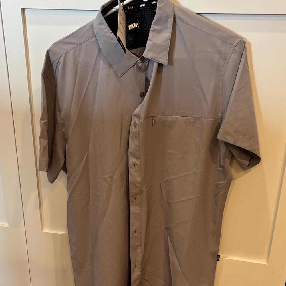 DKNY Men's Casual Gray Button Down Shirt